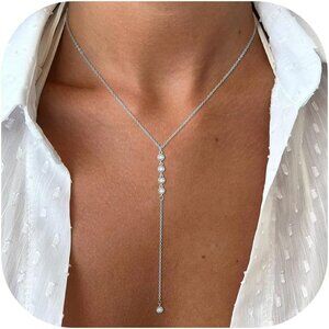 Stunning Gold Lariat Necklace with Rhinestones - Lightweight & Stylish Gift